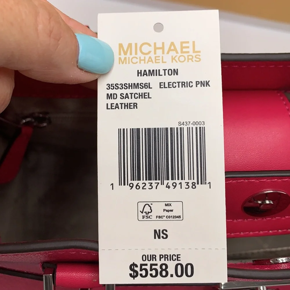 MICHAEL KORS HAMILTON MEDIUM SATCHEL   COLOR: Electric Pink  NWT - Picture 12 of 16